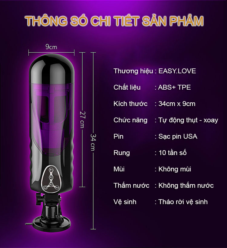 kích thước Máy thủ dâm tự động Telescopic Sweetheart II