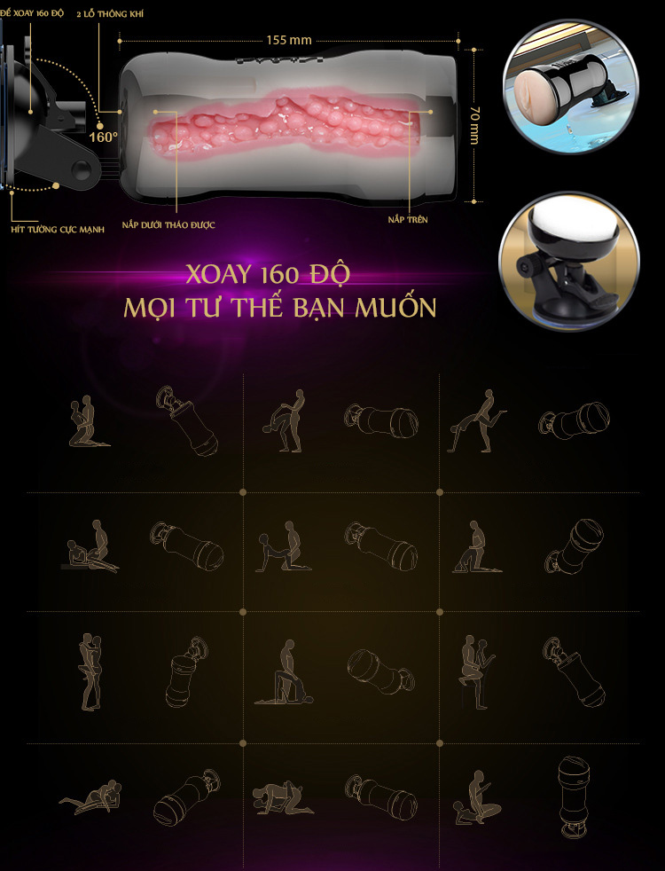 tư thế Cốc Thủ Dâm Nano không rung