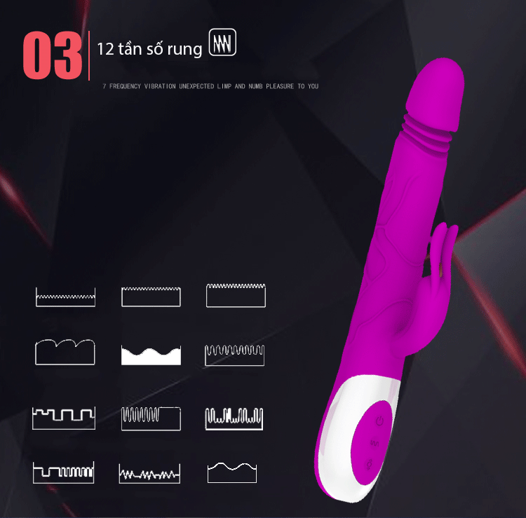 Dương vật đa năng có bi sục và rung thụt màu tím