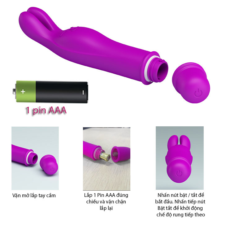 lỗ pin Mát xa 2 ngón Prettylove Elvira